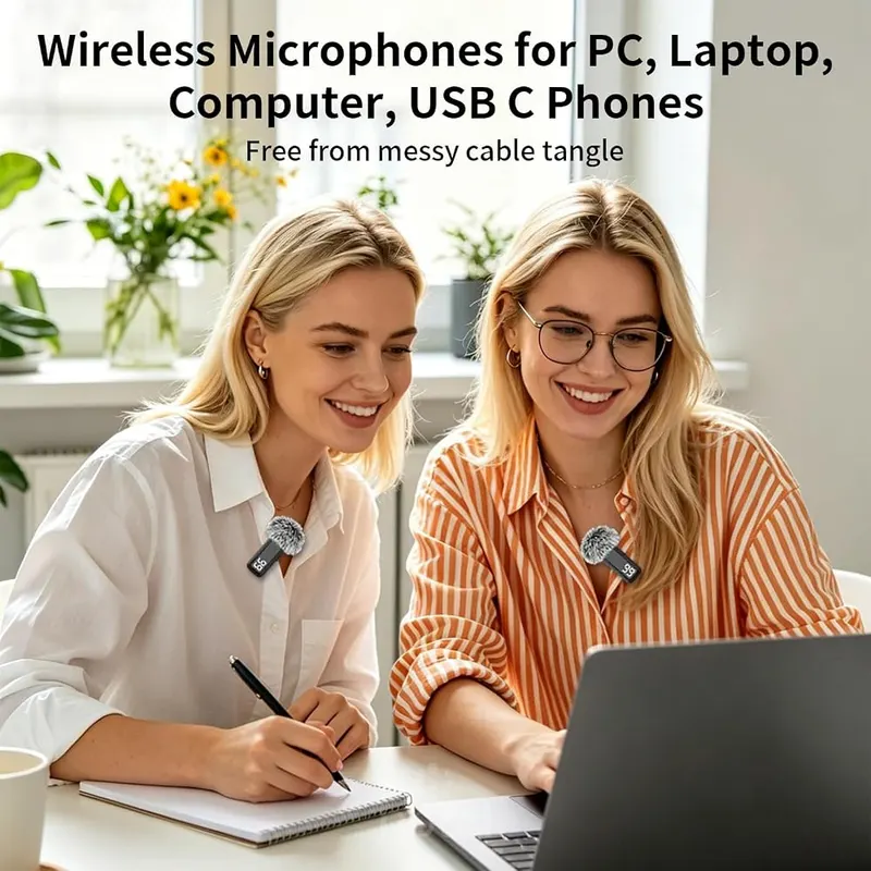 NPTCL Wireless USB Type C Microphone – Dual clip on transmitters