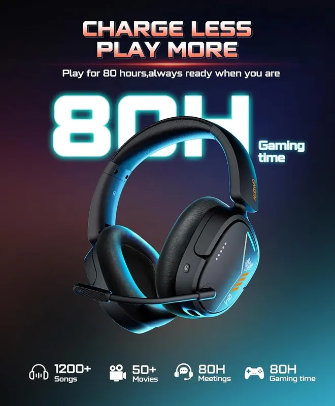 NUBWO Wireless Gaming Headset – 80-hour battery life