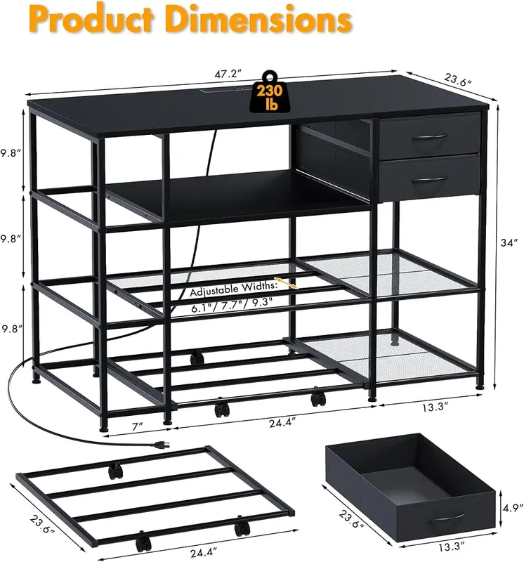 Oakvera 3D Printer Stand Black – Holds up to two 3D printers