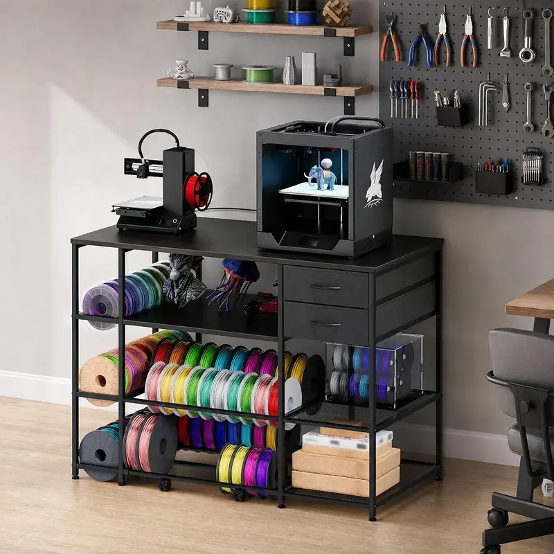 Oakvera 3D Printer Stand Black – Built-in AC, USB and Type-C power