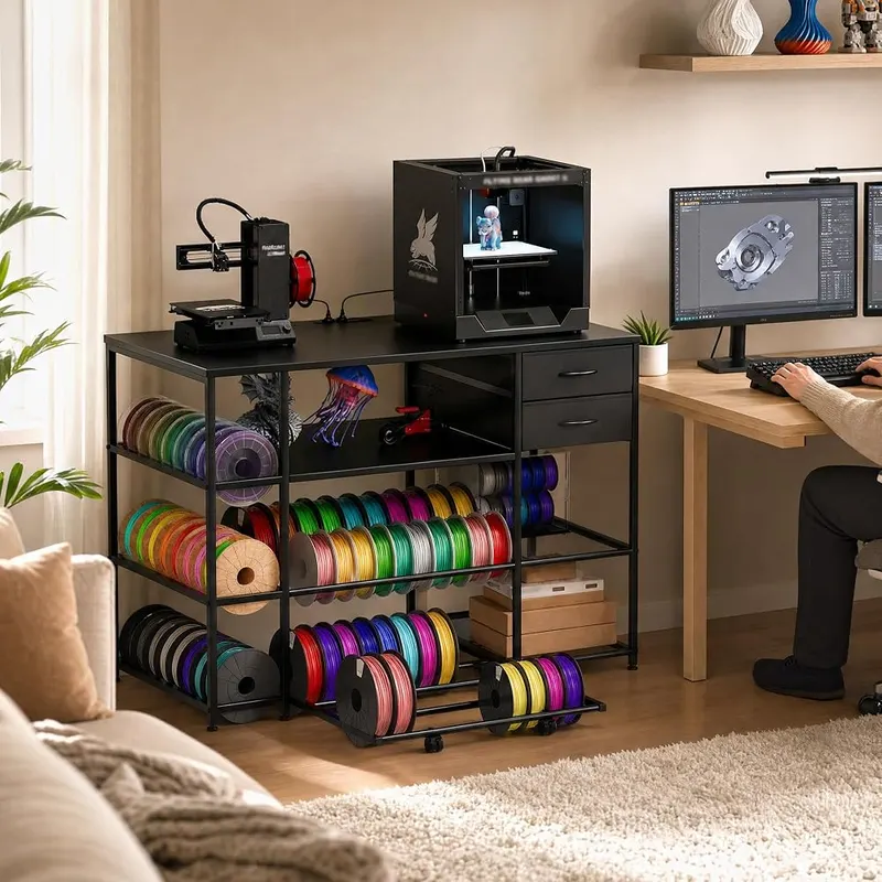 Oakvera 3D Printer Stand Black – Black finish over a metal frame