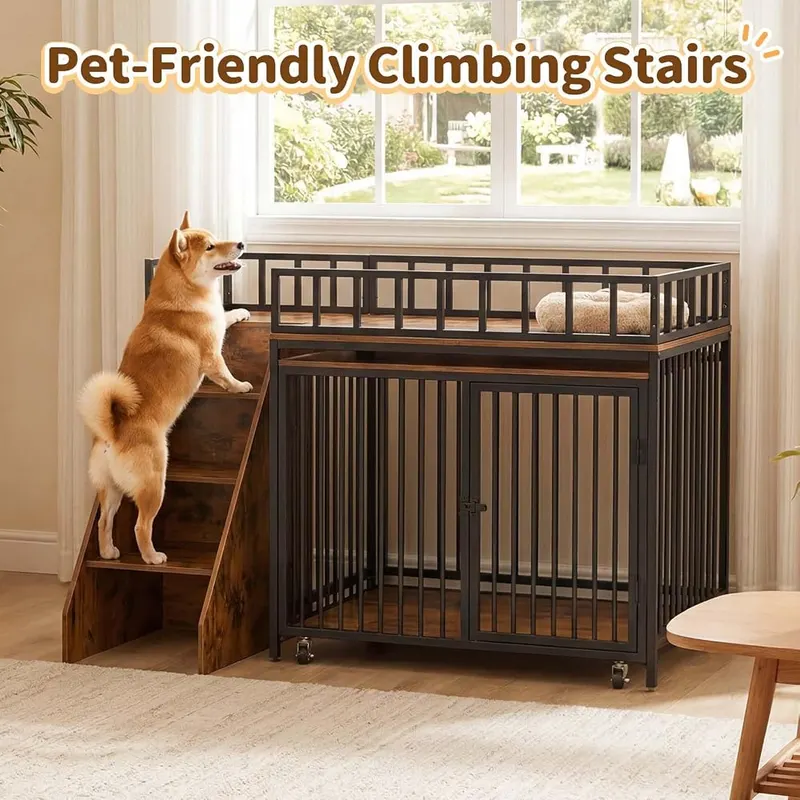 Oakvera Dog Crate Furniture – Detachable lower kennel with wheels