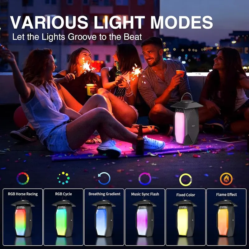 Olafus 2 Pack Outdoor RGB Bluetooth Speakers – 50W Stereo Sound & Bass Mode：The patio speaker
