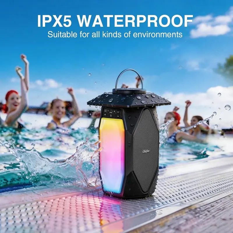 Olafus 2 Pack Outdoor RGB Bluetooth Speakers – 20 Hours Playback & Easy-to-Carry Compact Structure