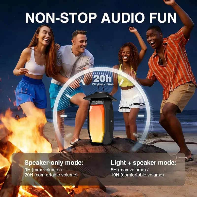 Olafus 2 Pack Outdoor RGB Bluetooth Speakers – 6 Lighting Modes