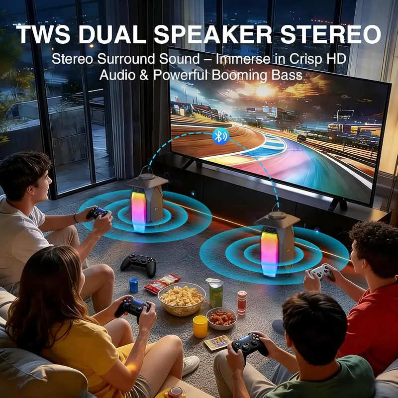 Olafus 2 Pack Outdoor RGB Bluetooth Speakers – Ipx5 Waterproof