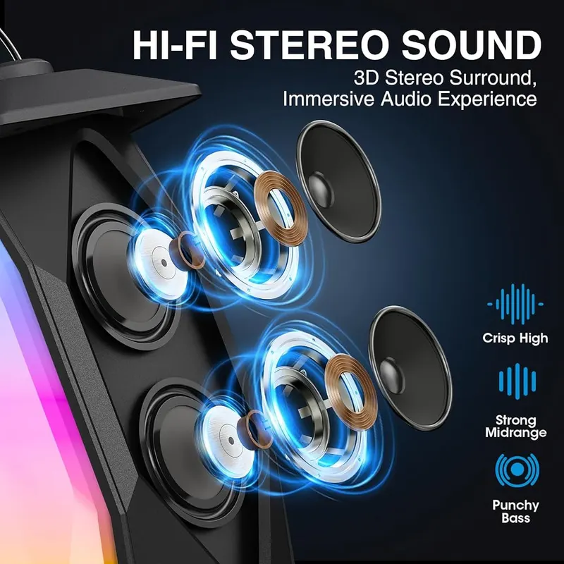 Olafus 2 Pack Outdoor RGB Bluetooth Speakers – Bluetooth Connectivity & Wide Compatibility This portable wireless