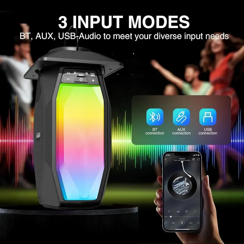 Olafus 2 Pack Outdoor RGB Bluetooth Speakers – product photo 7 of 8
