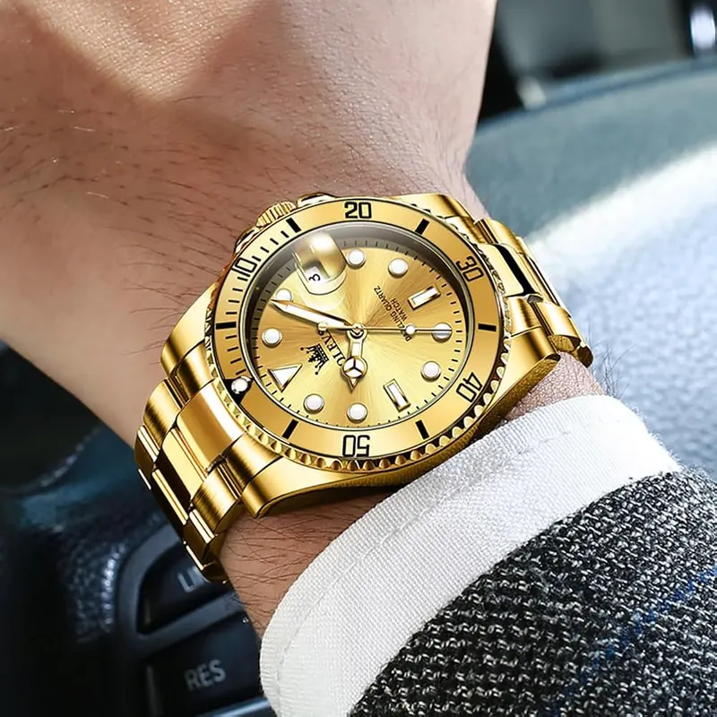 OLEVS Luxury Classy Stainless Steel Quartz Large – Large face dial styling