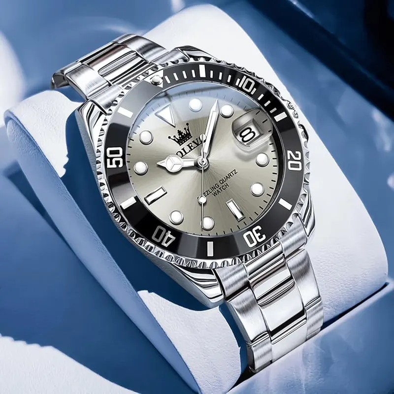 OLEVS Watches – Big face silver dress watch