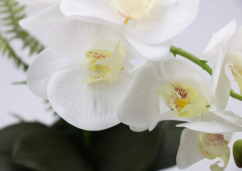 Olrla White Orchid Artificial Flower in Pot – Soft PU petal flowers