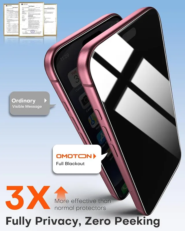 OMOTON Privacy Screen Protector 9H+ – Auto-align installation tool