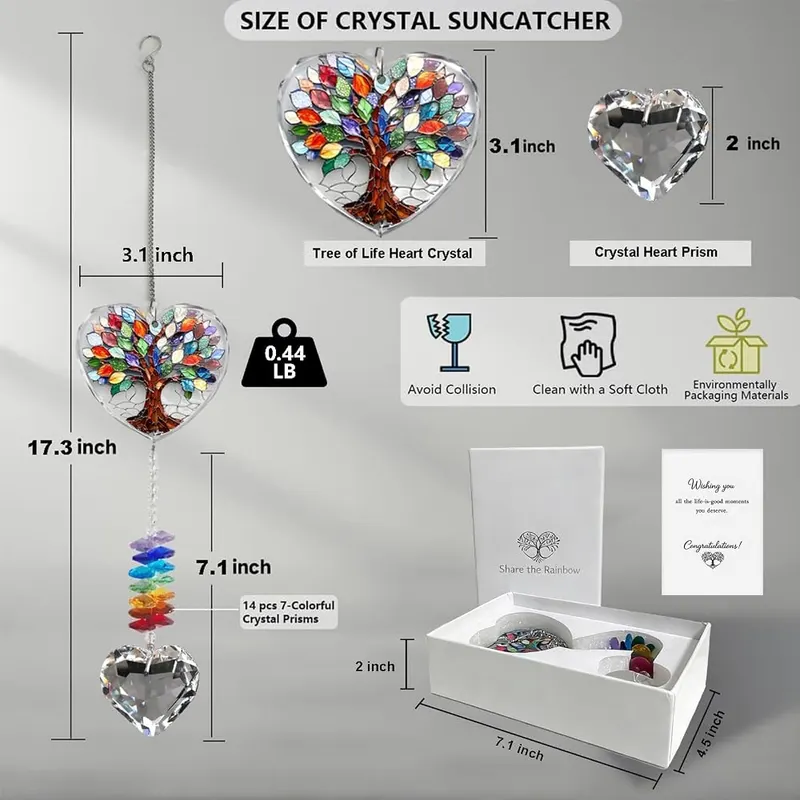 OneraOner Tree of Life Hanging Crystal Suncatcher – Decorative hanging crystal suncatcher design