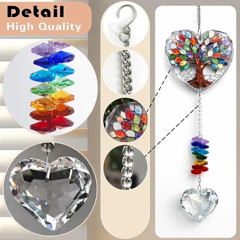 OneraOner Tree of Life Hanging Crystal Suncatcher – Features tree of life motif