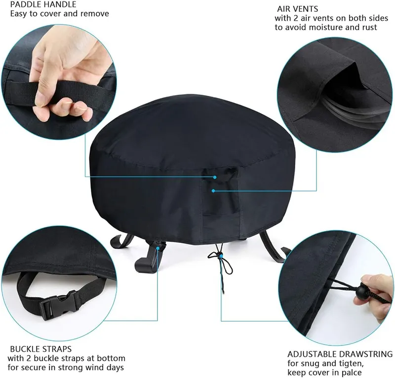 Onlyme Fire Pit Cover Round – Windproof Design