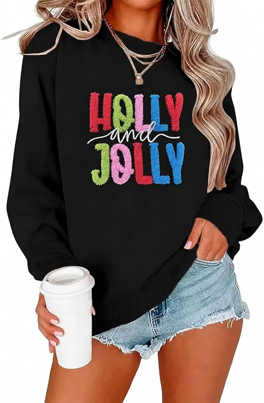 OPGFJHEW Christmas Sweatshirts Black in Black