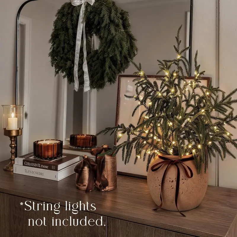 ORIENTAL CHERRY Christmas Decorations – Lifelike PE soft pine needles