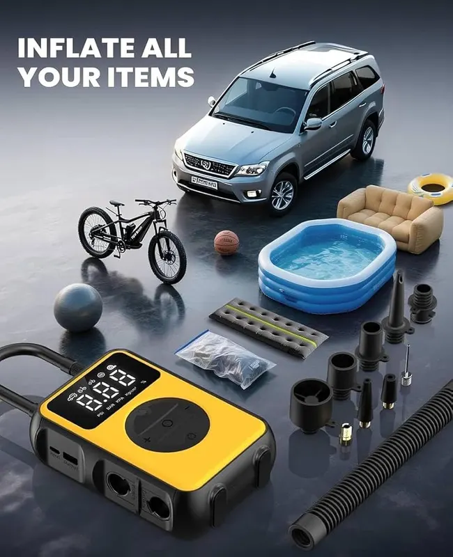 osaiv Tire Inflator Portable Air Compressor Cordless – Three mode emergency LED light