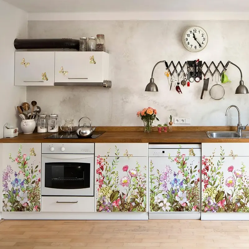 Outus Flower Wall Decals Floral Butterfly Wall – Decoration scenes