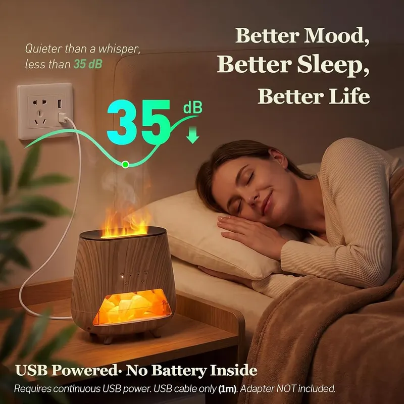OUWEDW Essential Oil Diffuser – 9-Color Flame LED Ambiance
