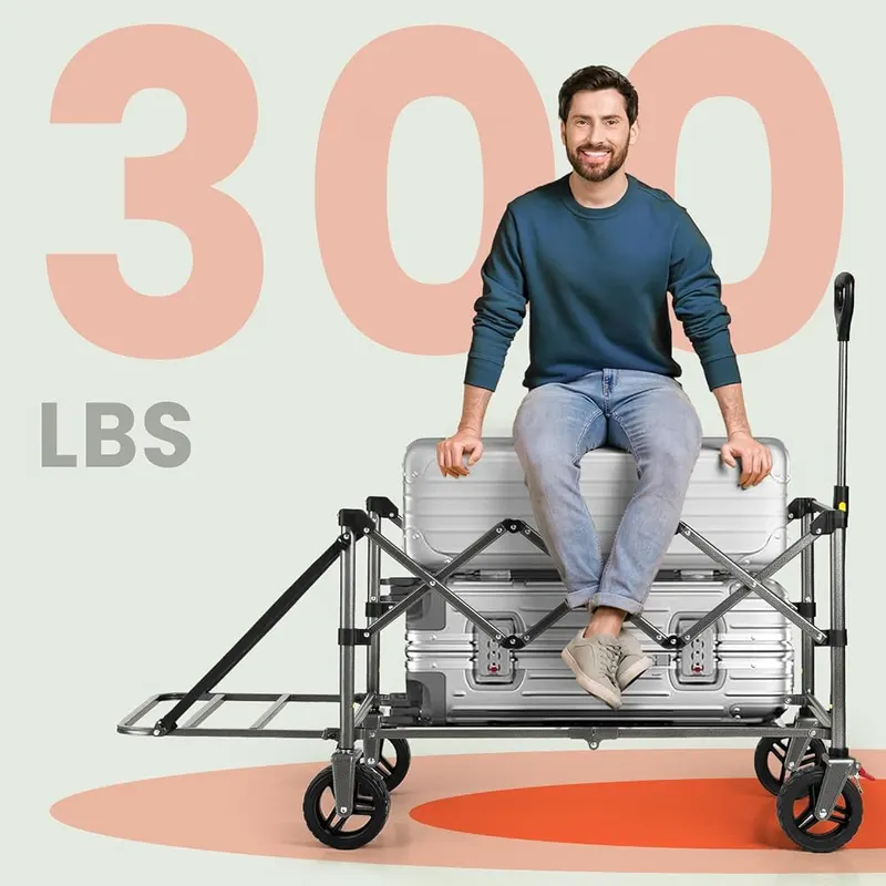 Overmont Folding Wagon – 200L bed, 49.2 x 22 x 22 in