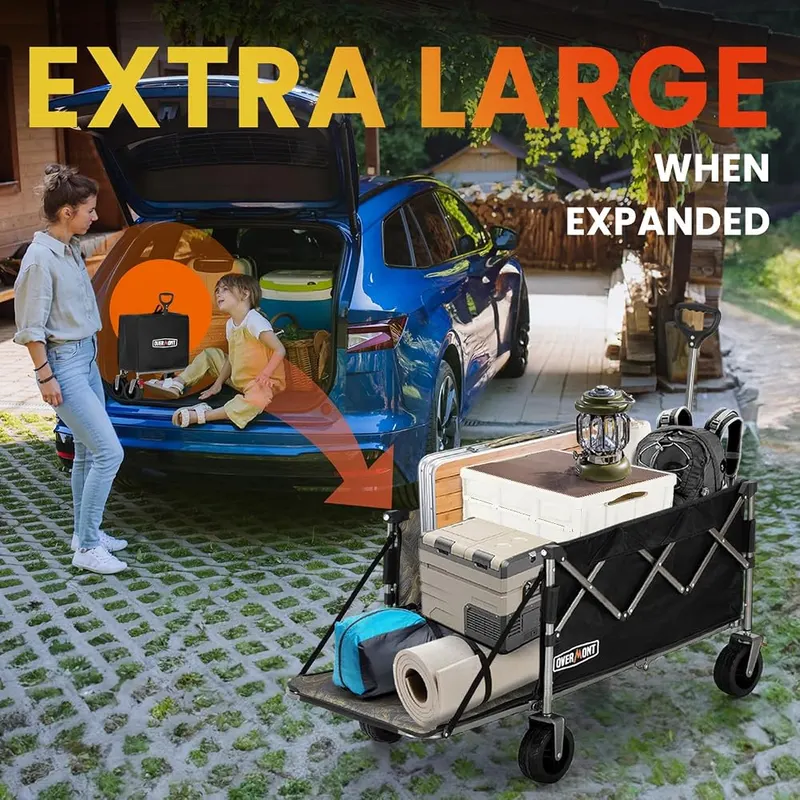 Overmont Folding Wagon – Steel frame rated to 300 lbs