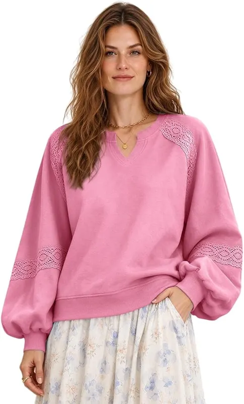 Jielayou Oversized Sweatshirt A03-hot Pink in A03-hot Pink