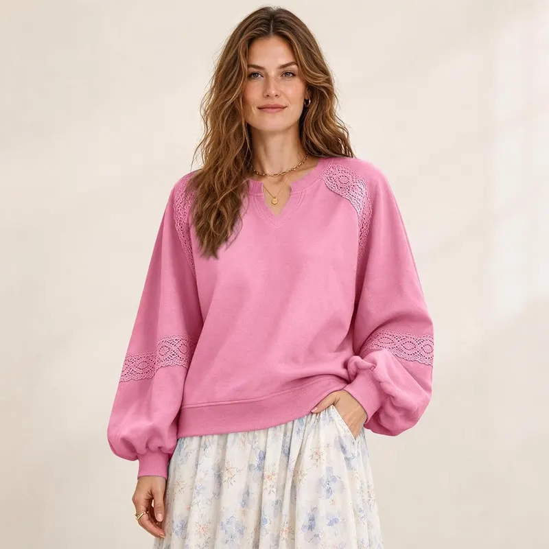 Jielayou Oversized Sweatshirt A03-hot Pink – product photo 2 of 6