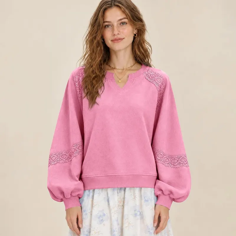 Jielayou Oversized Sweatshirt A03-hot Pink – product photo 3 of 6