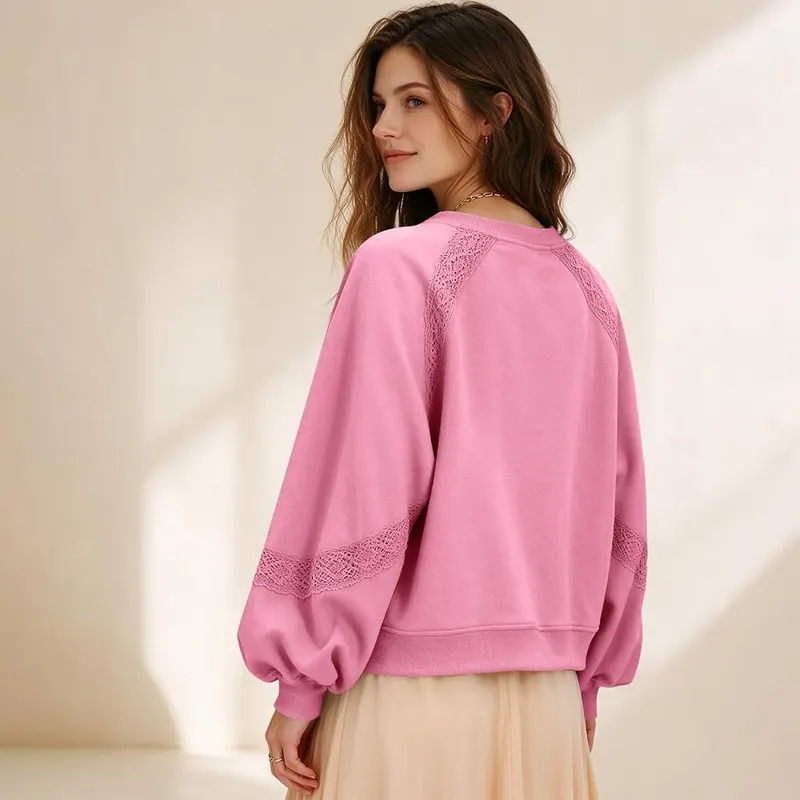 Jielayou Oversized Sweatshirt A03-hot Pink – product photo 5 of 6
