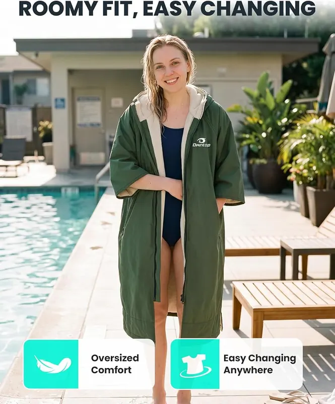 Owntop Swim Parka Windproof Surf Coat – Water resistant exterior shell