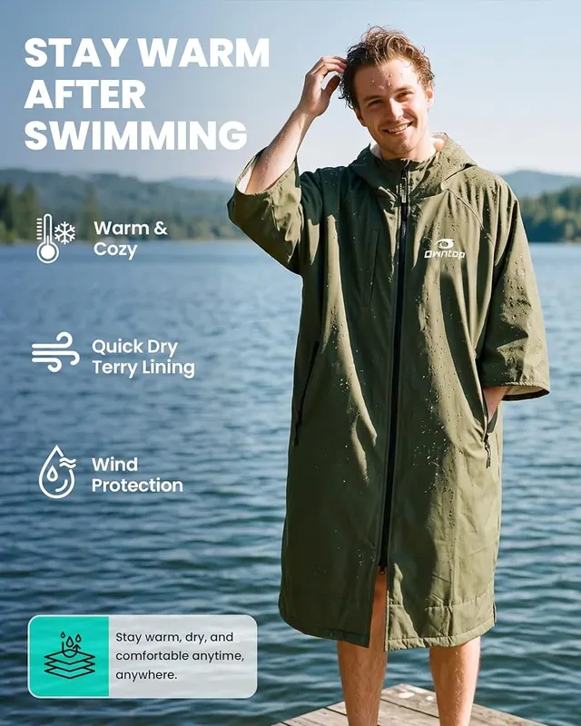 Owntop Swim Parka Windproof Surf Coat – Convenient dual waist pockets