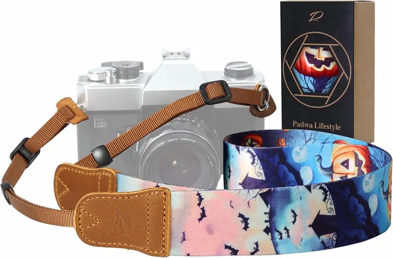 Padwa Lifestyle Halloween Pumpkin Camera Strap in Print - Halloween Pumpkin