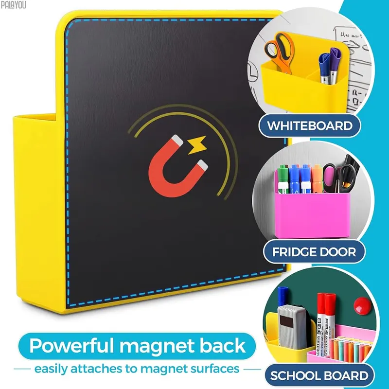 PalaYou Magnetic Pen Cup – Adjustable 2-Compartment Divider