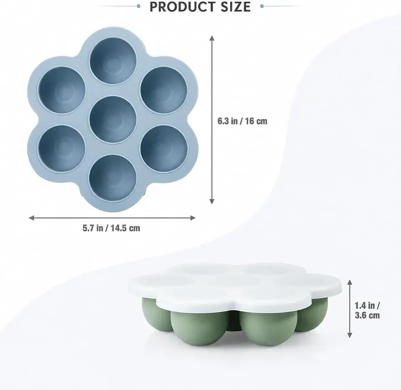 PandaEar 3 Pack Baby Food Freezer Tray – Blue, green and carnation set