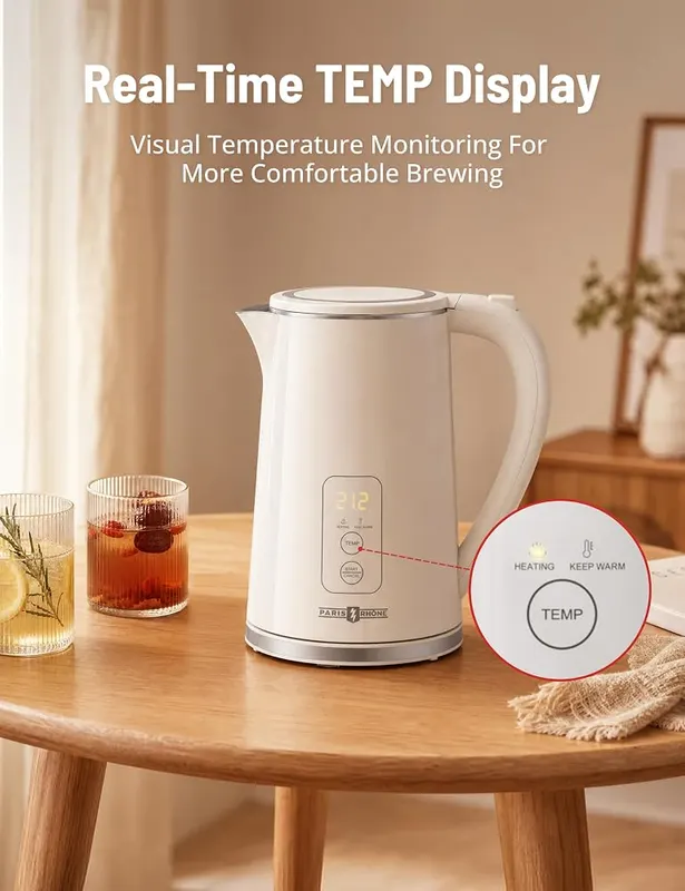 PARIS RHÔNE Electric Kettle Cream – 6 Temperature Control Presets