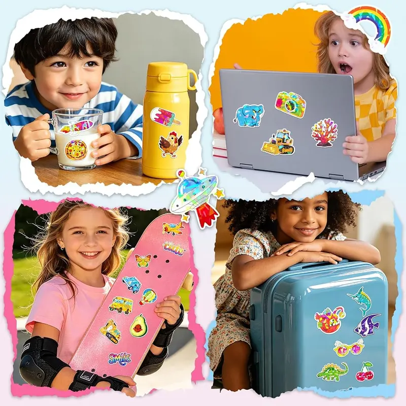 Partywind Sparkly Glitter Sticker Pack – Great classroom prizes and party favors