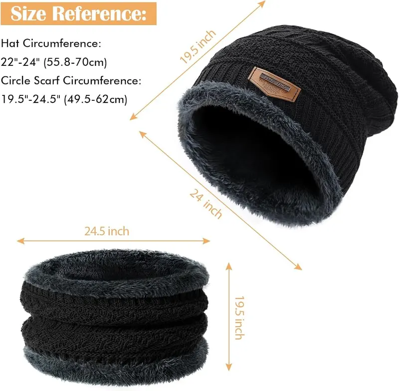 Passionbility Winter Beanie Hat Circle Scarf Touchscreen – Soft fleece interior lining for warmth
