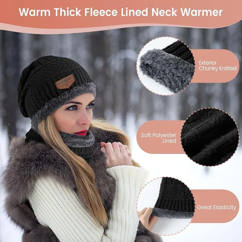 Passionbility Winter Beanie Hat Circle Scarf Touchscreen – Conductive fingertips for smartphone use
