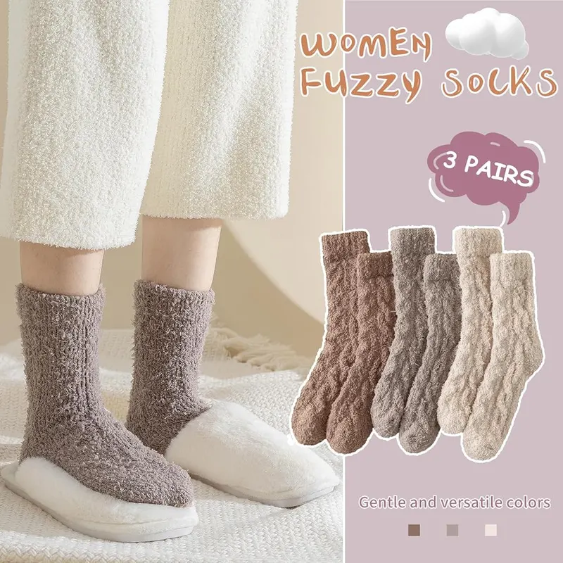 Passionbility Womens Fuzzy Socks Cozy Fluffy Winter – Slipper style fit