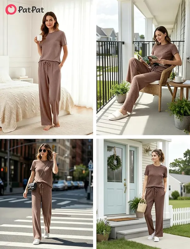 PATPAT Lounge Sets Brown – Side pockets on the pants