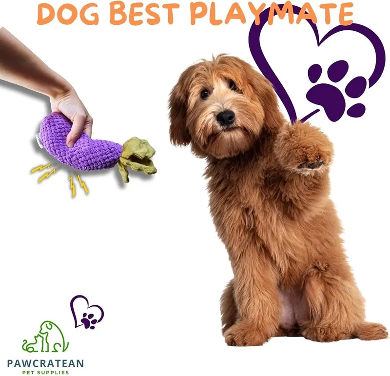Pawcratean 7″ Squeaky Plush Toy Eggplant – Ideal Gift for New Puppies** Whether it's
