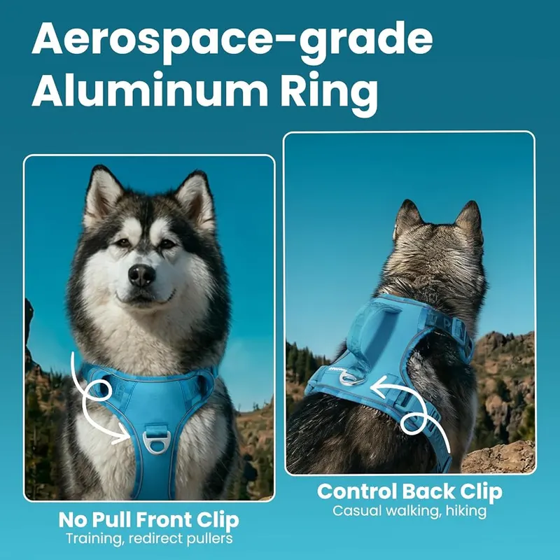 PawView No Pull Dog Harness Bondi Blue – Built in QR identification tag