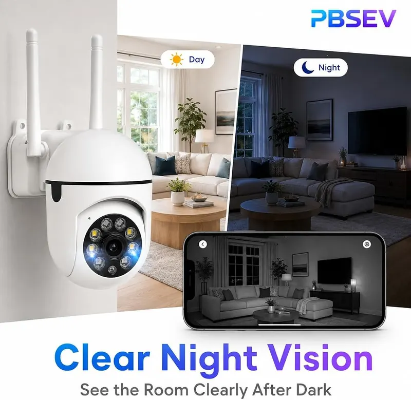 PBSEV Security Camera Indoor 1080P Wired – Easy Setup with Local and Cloud Storage Options
