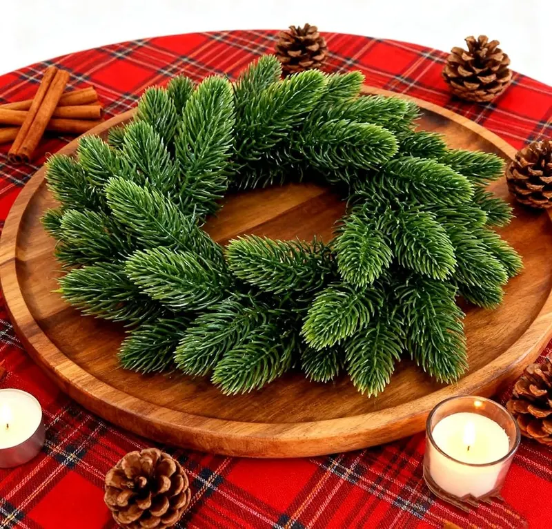 PE Evergreen Christmas Wreath 8 Inch Pine – product photo 5 of 7