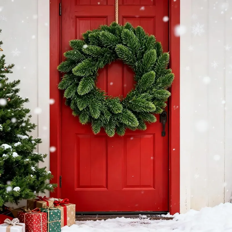 PE Evergreen Christmas Wreath 8 Inch Pine – product photo 6 of 7
