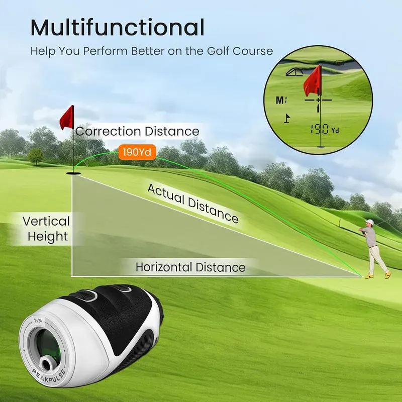 PEAKPULSE Golf Range Finder 7X Mini Pocket – Built in slope feature