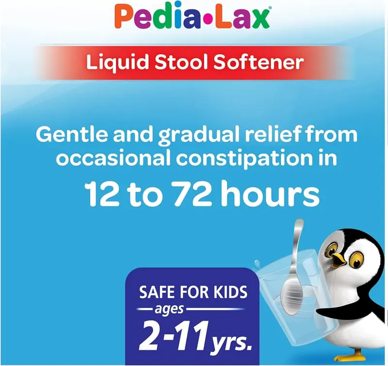 Pedia-Lax Liquid Stool Softener – Berry flavored liquid contains docusate sodium, a gentle