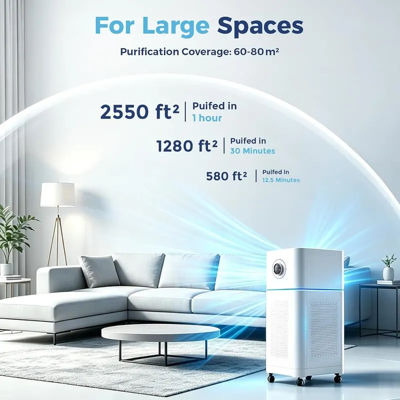 PEIKETAO Large Air Purifier – Listed coverage up to 2,550 sq ft