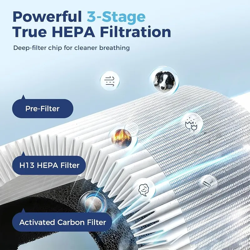 PEIKETAO Large Air Purifier – PM2.5 sensor with live readout